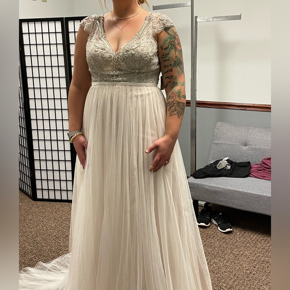 Stella York size 16 ivory blush bridal gown